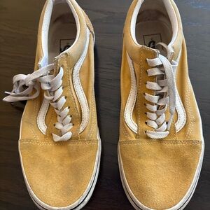 Yellow Suede Sneakers with White Accents